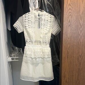 Self-Portrait Cream Lace Mini Dress